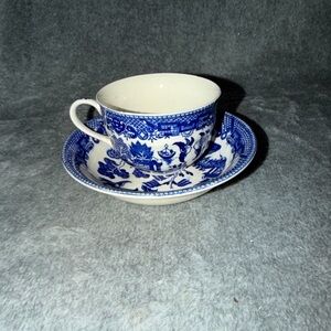 Vintage Blue Willow Tea Cup and Saucer. Japan. Beautiful Condition, Replacement,
